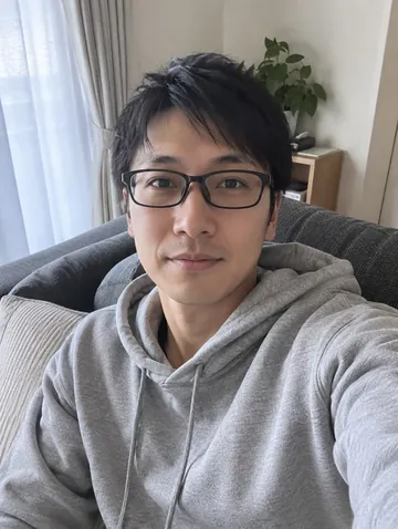 見本の元の写真(男性・いつもの自撮り)