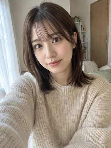 見本の元の写真(女性・いつもの自撮り)